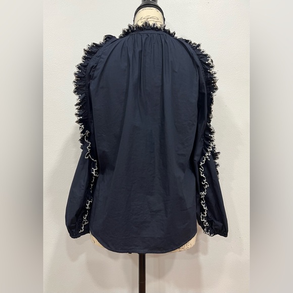 Ulla Johnson Top Size 2 Blouse Scalloped Cold Shoulder 100% Cotton - Picture 7 of 12